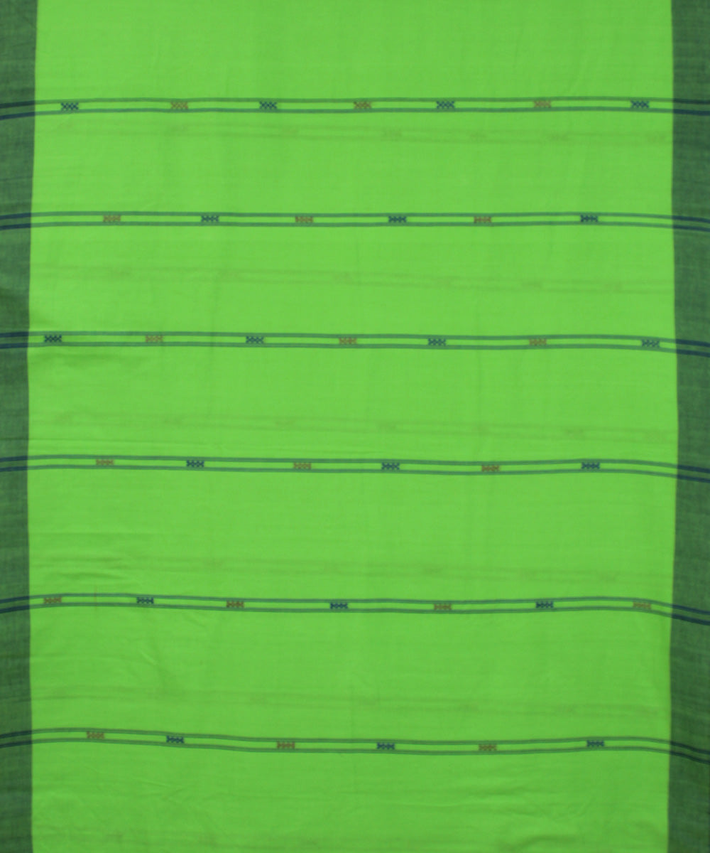 Green and blue cotton with muga silk handwoven assam saree