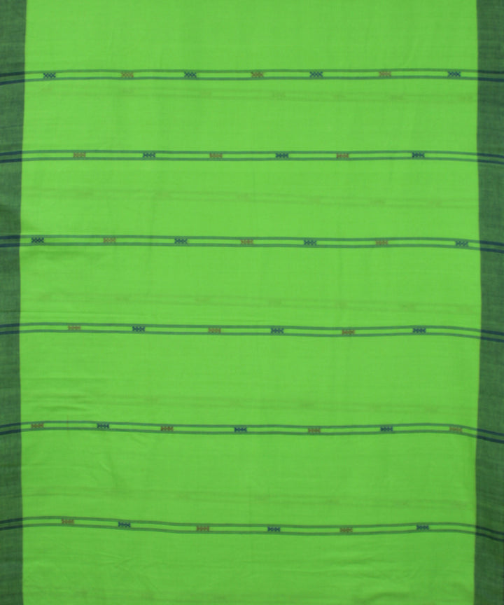 Green and blue cotton with muga silk handwoven assam saree