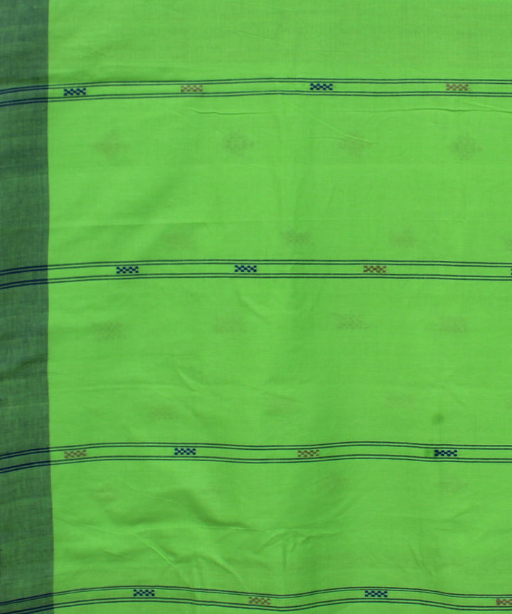 Green and blue cotton with muga silk handwoven assam saree