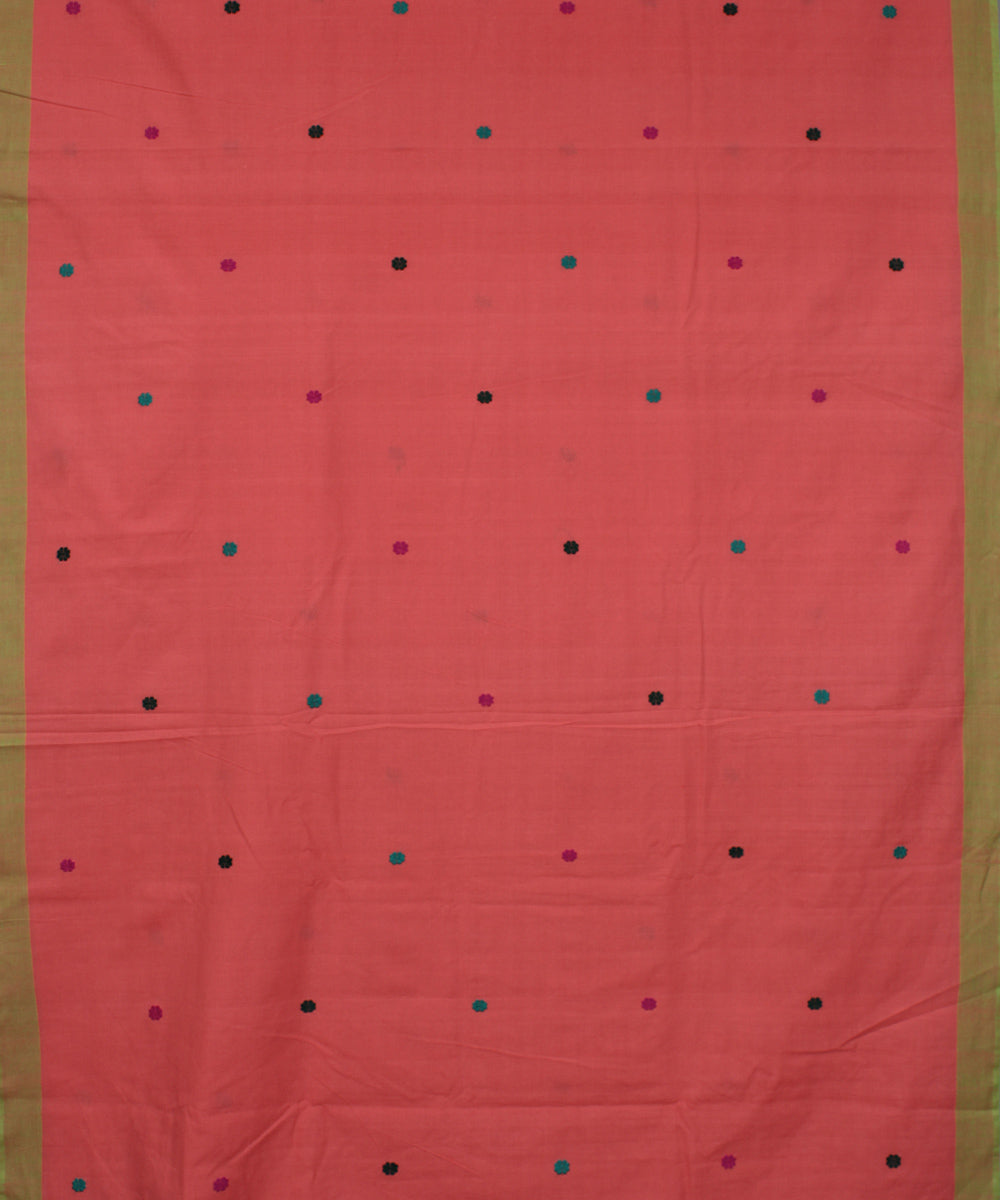 Pink cotton with eri silk motif handwoven assam saree