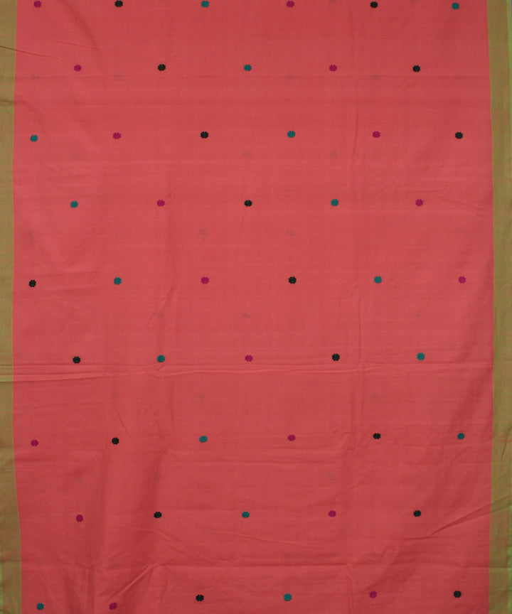 Pink cotton with eri silk motif handwoven assam saree