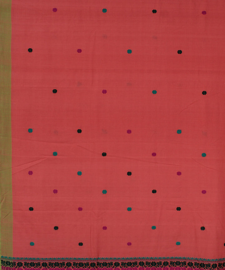 Pink cotton with eri silk motif handwoven assam saree