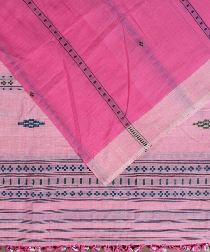Pink cotton handwoven assam saree