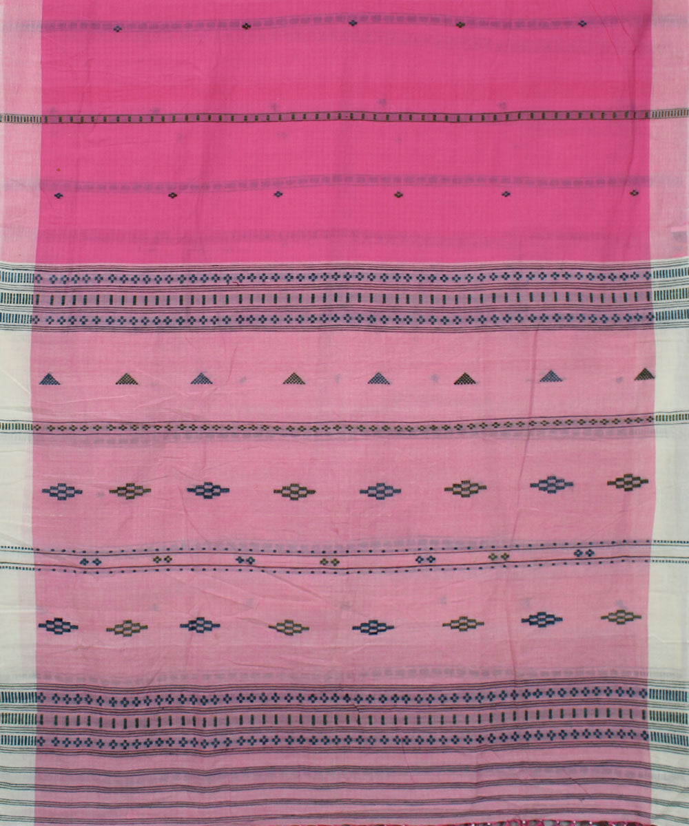 Pink cotton handwoven assam saree