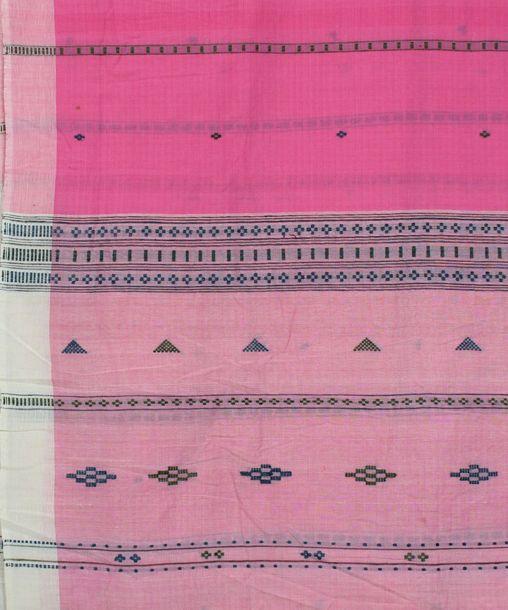 Pink cotton handwoven assam saree