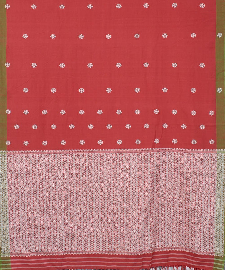 Pink and white cotton handwoven assam saree