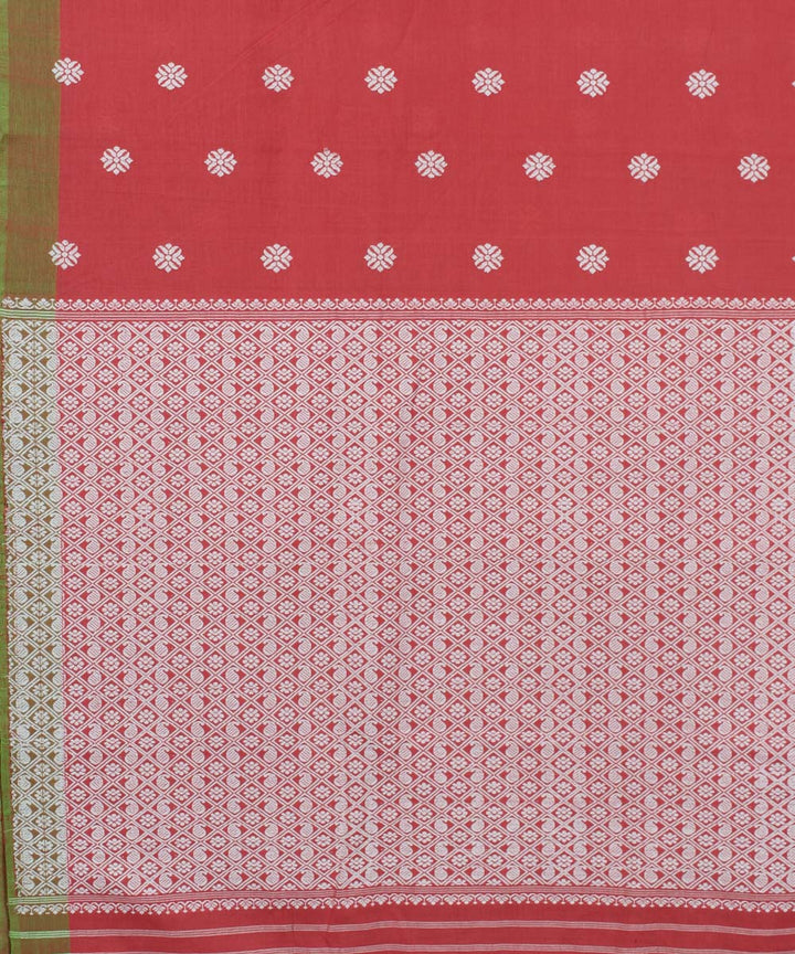 Pink and white cotton handwoven assam saree