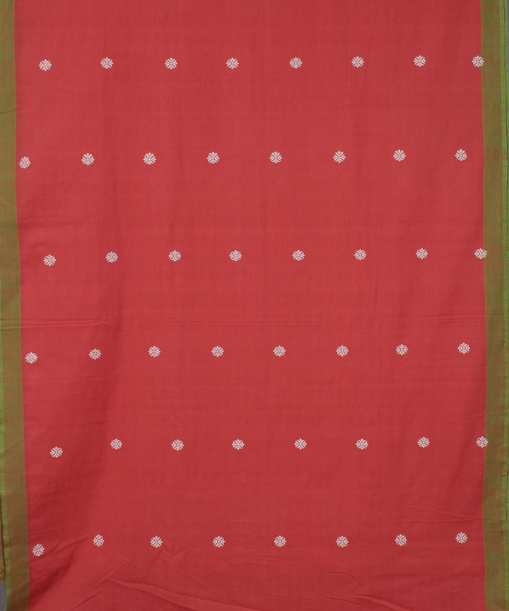 Pink and white cotton handwoven assam saree