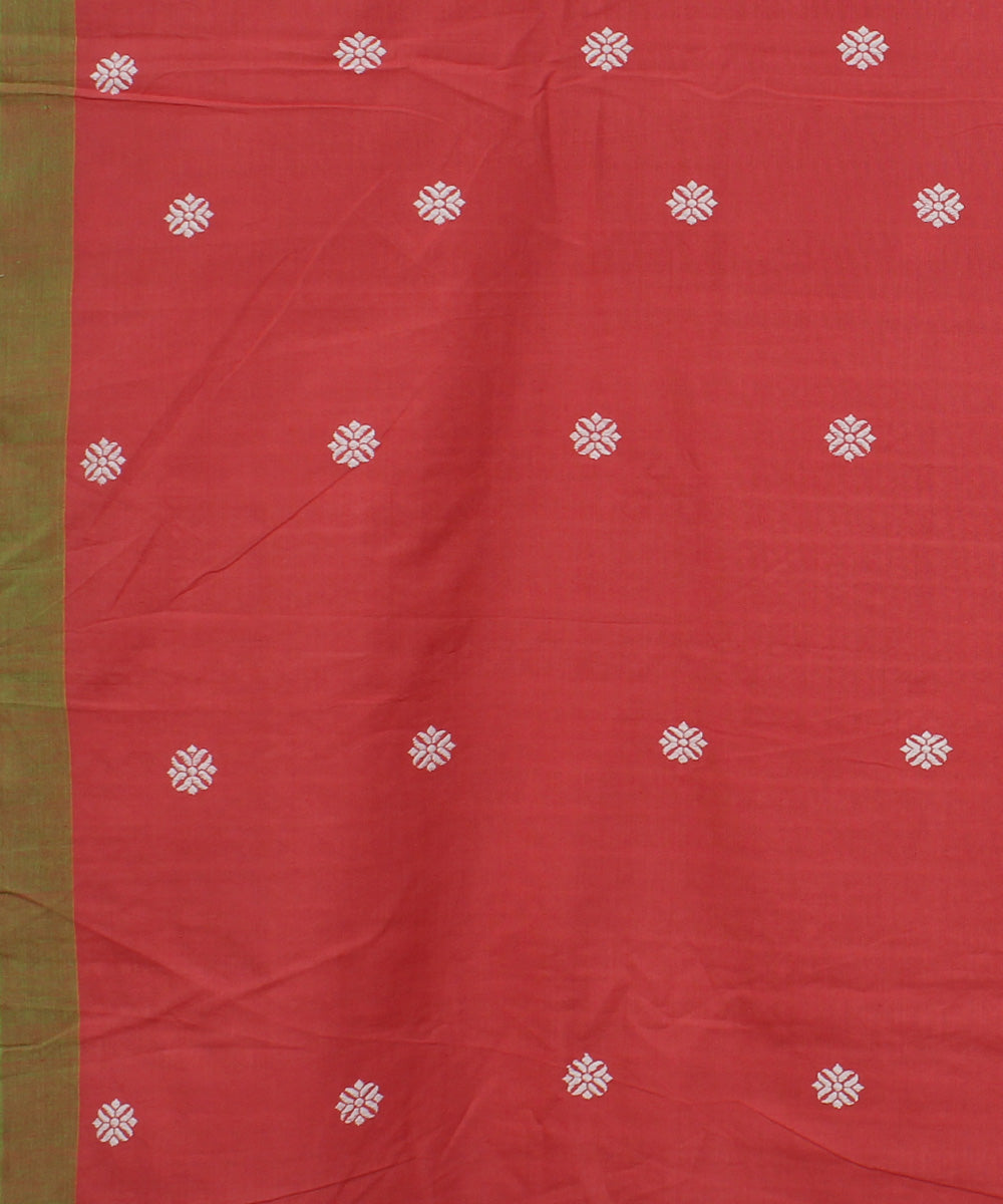 Pink and white cotton handwoven assam saree