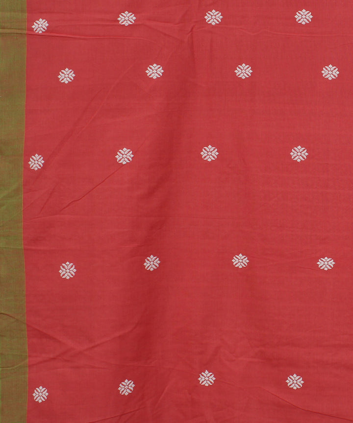 Pink and white cotton handwoven assam saree