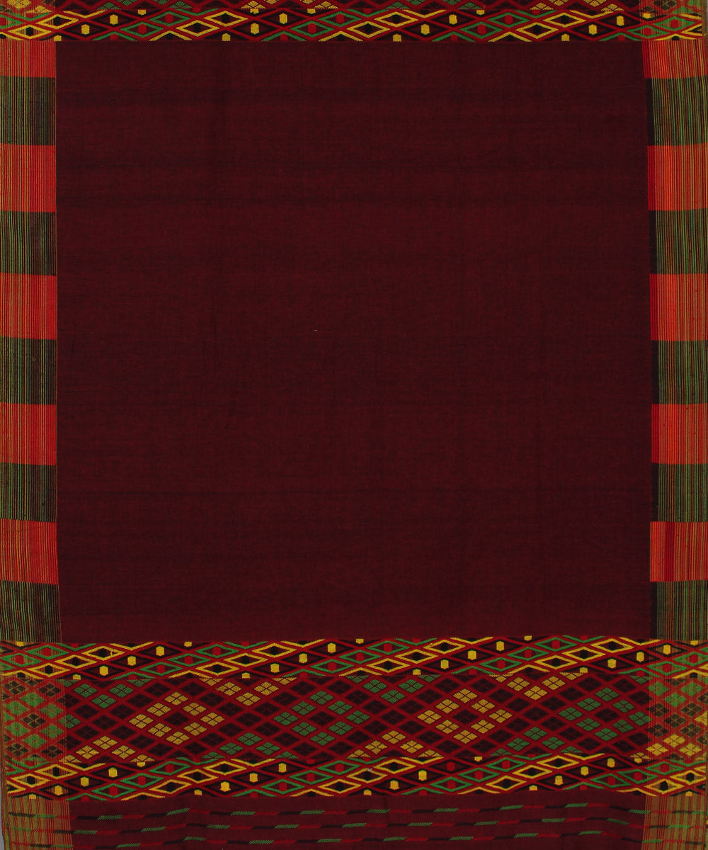 Maroon cotton handwoven gero assam saree