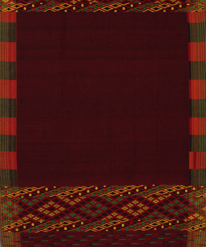 Maroon cotton handwoven gero assam saree