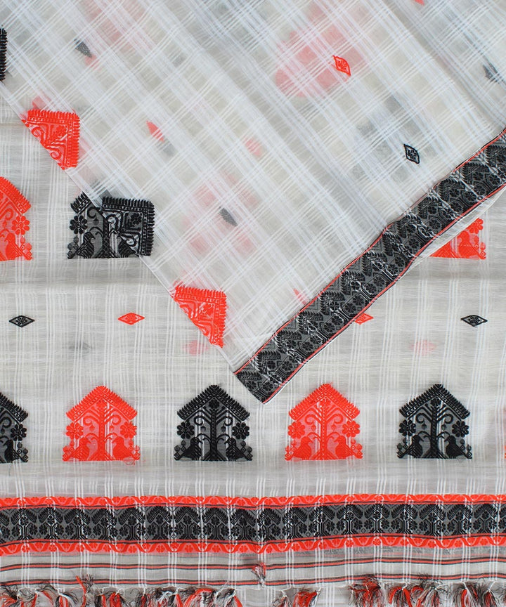 gari diya off White cotton handwoven assam saree