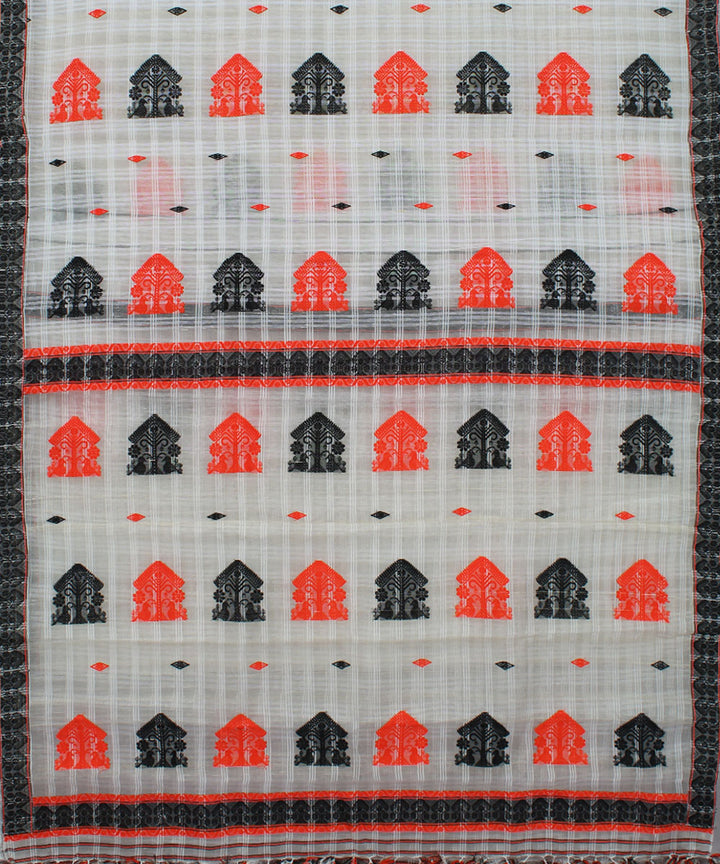 gari diya off White cotton handwoven assam saree
