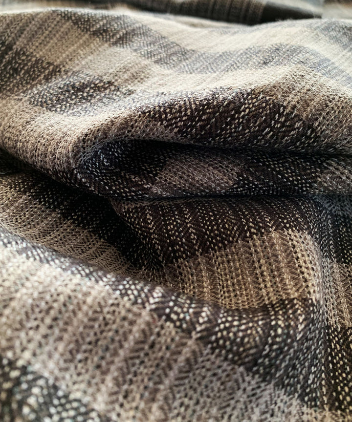 Grey black stripes handwoven wool scarf