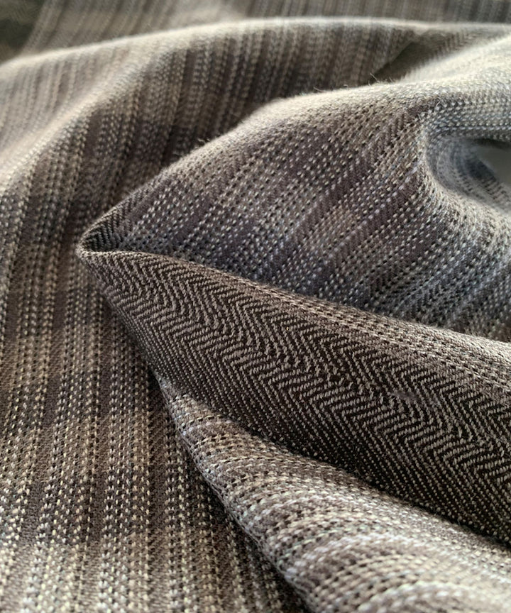 Grey black striped handwoven wool scarf