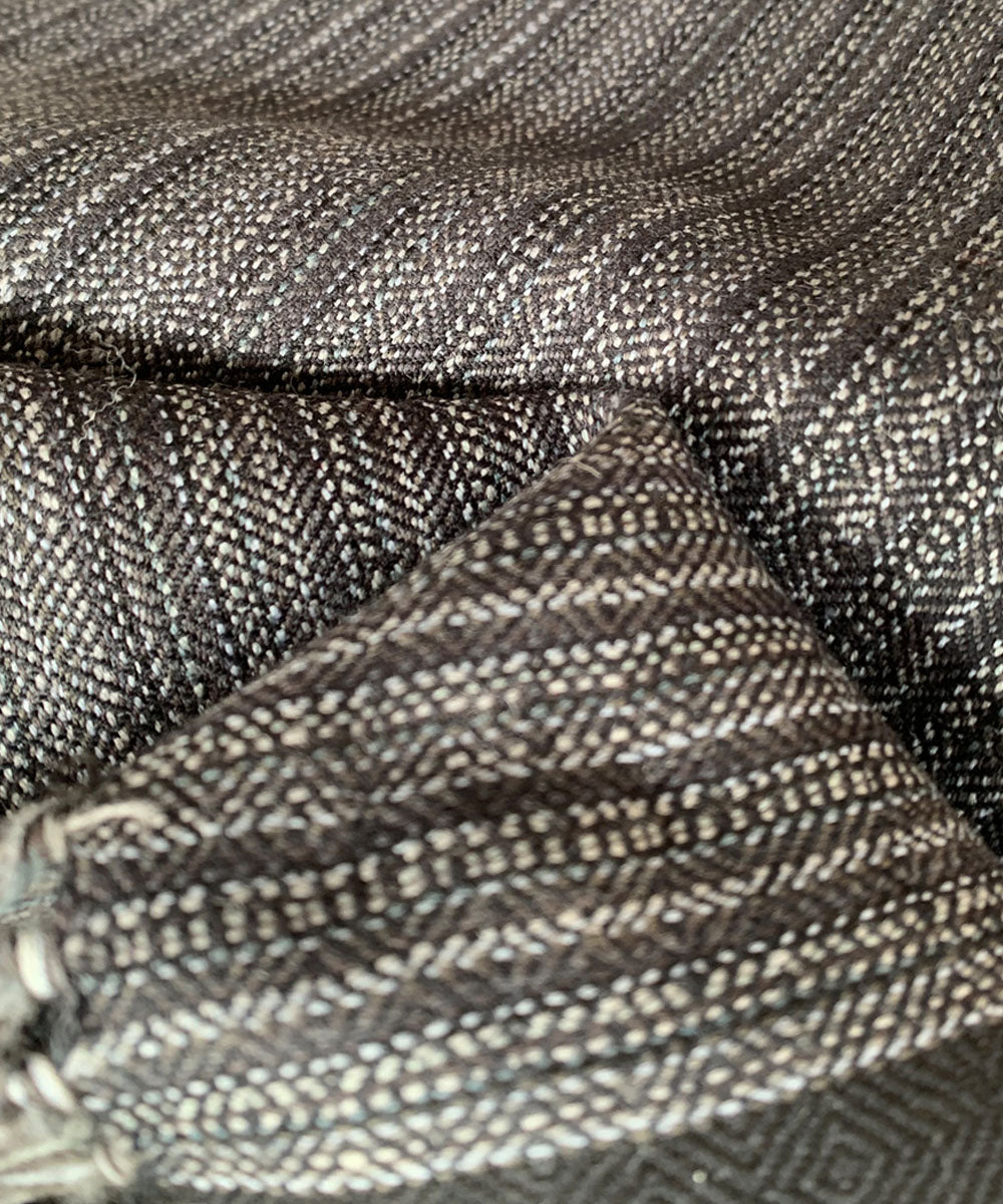 Grey black handwoven striped wool scarf