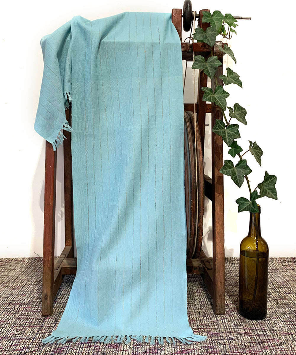 Powder blue handwoven wool scarf