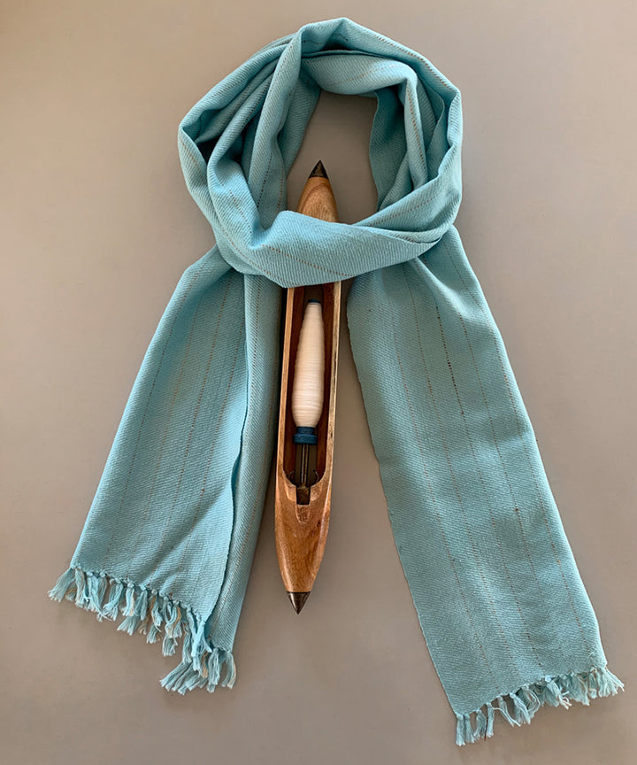 Powder blue handwoven wool scarf