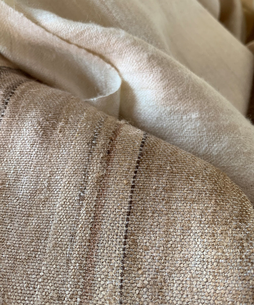 Beige ivory handwoven wool scarf