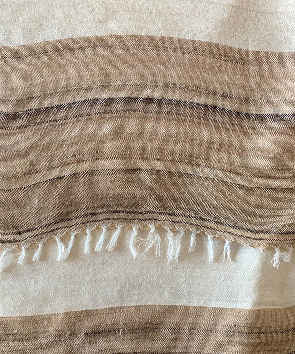 Beige ivory handwoven wool scarf