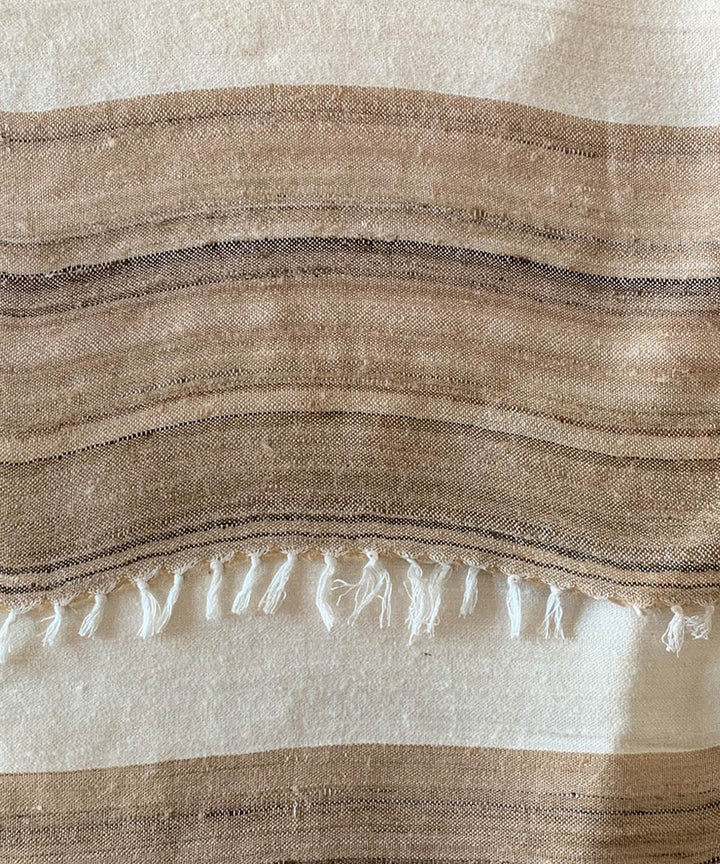 Beige ivory handwoven wool scarf