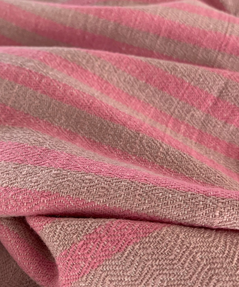 Pink striped handwoven wool scarf