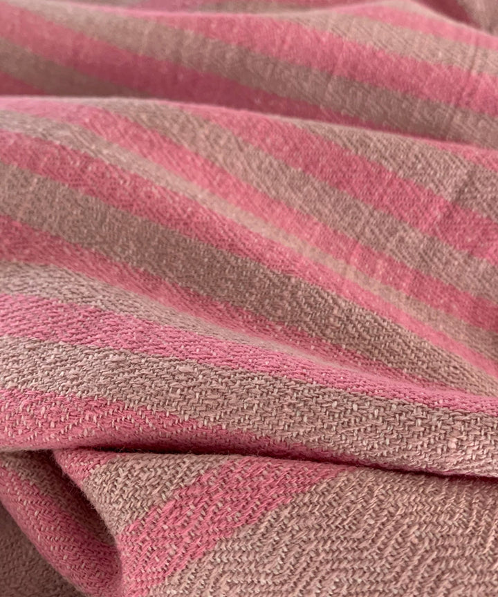 Pink striped handwoven wool scarf