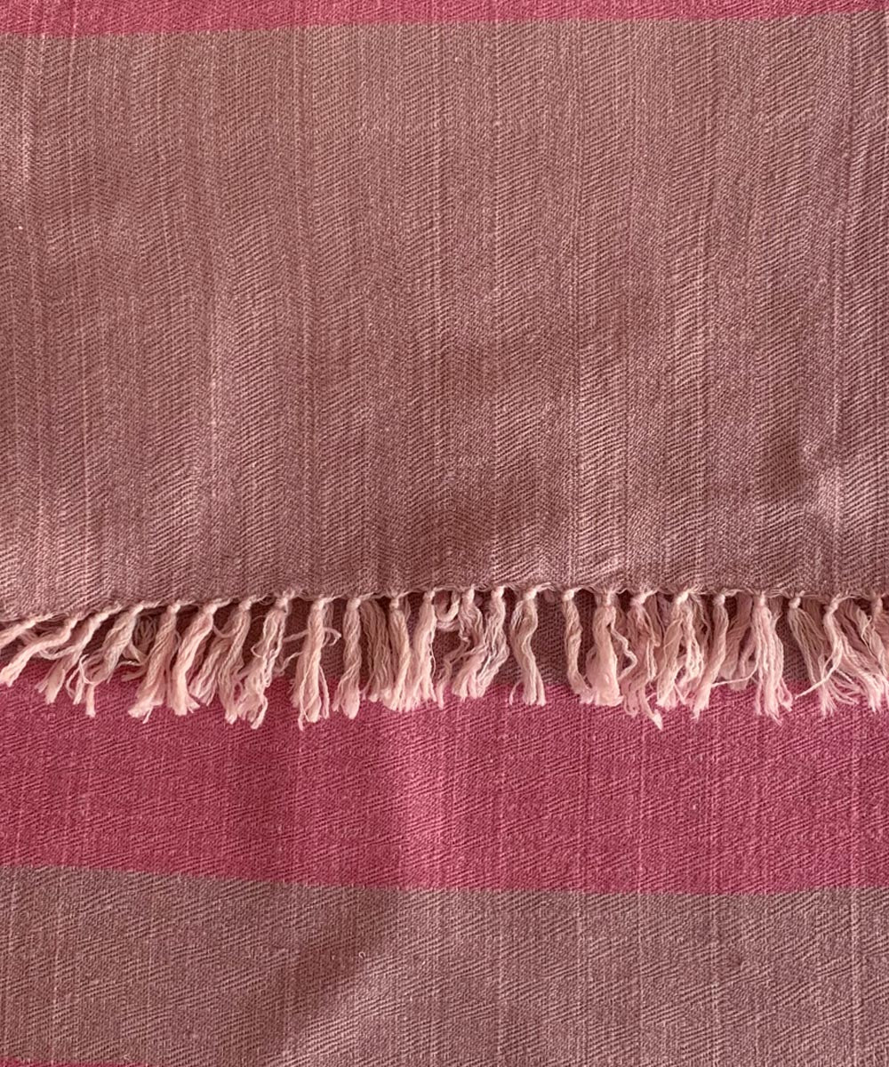 Pink striped handwoven wool scarf
