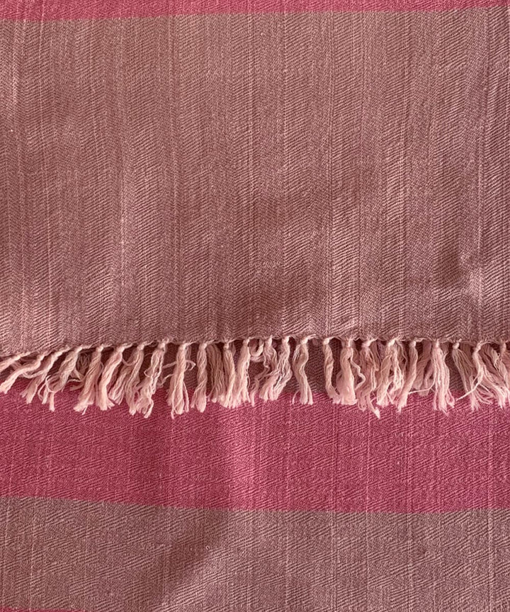Pink striped handwoven wool scarf