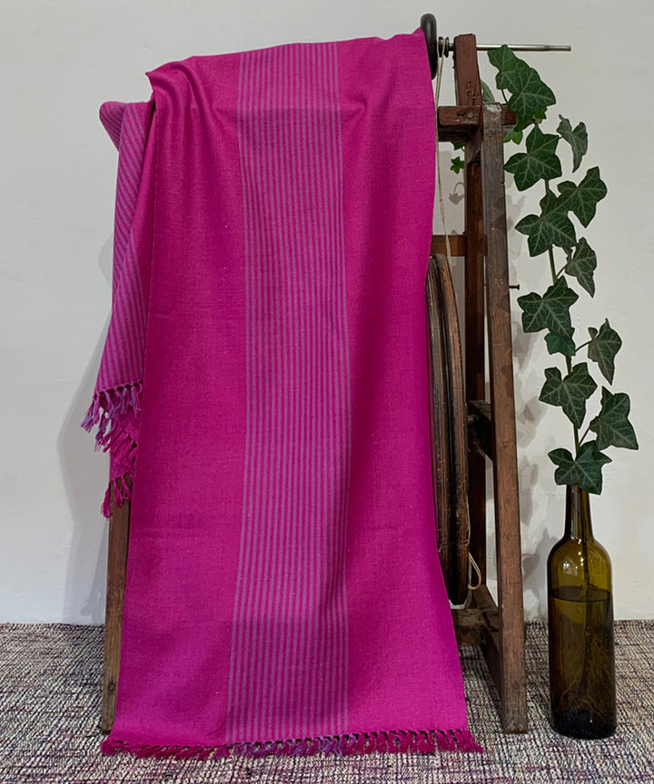 Magenta and lilac handwoven wool scarf