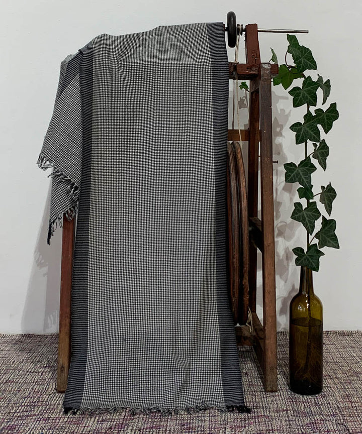 Grey black handwoven wool scarf