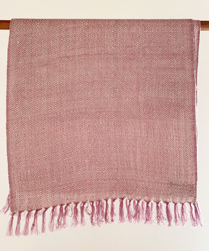 White and onion pink handwoven bamboo and silk scarf