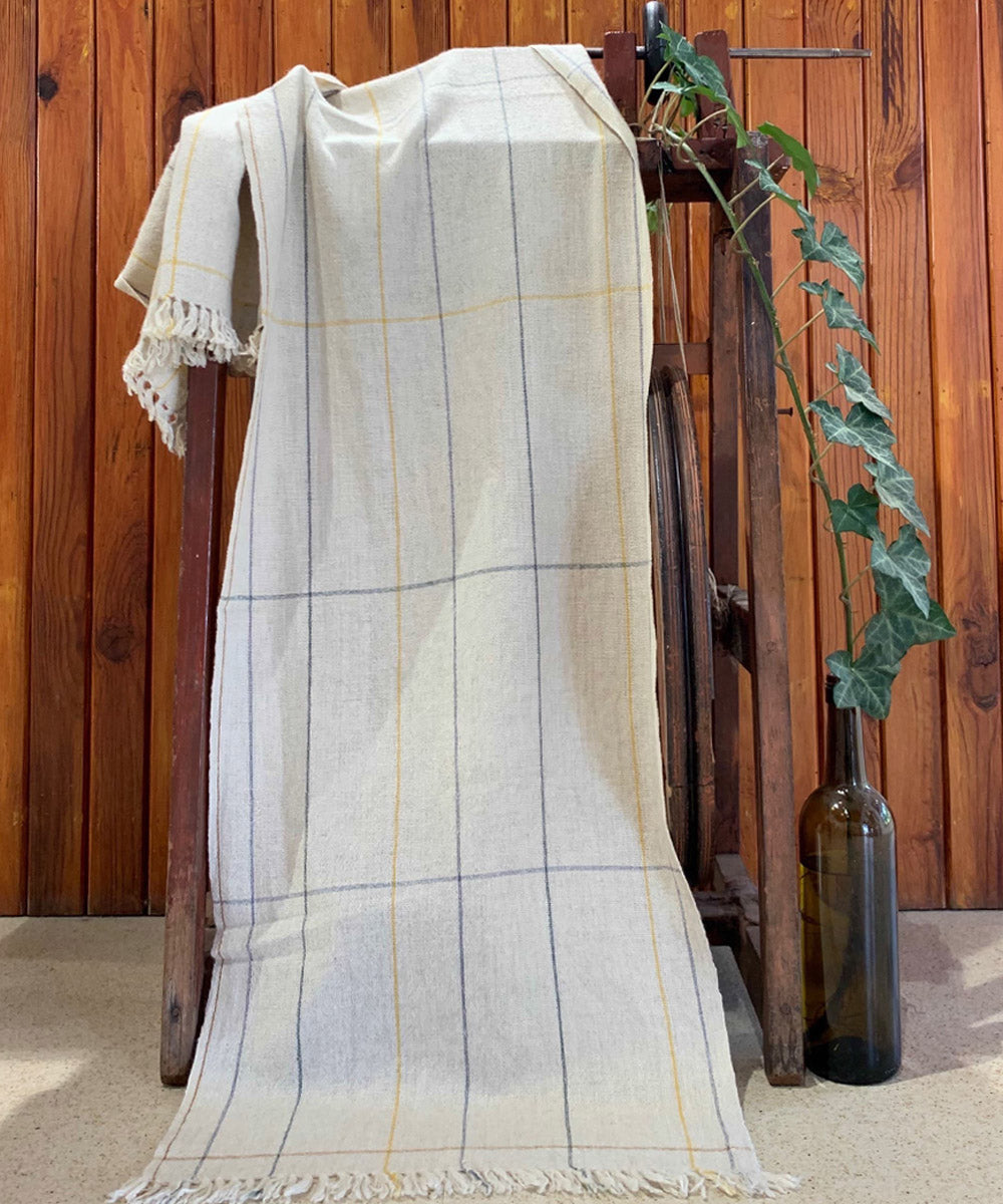 Grey ivory handwoven pashmina scarf
