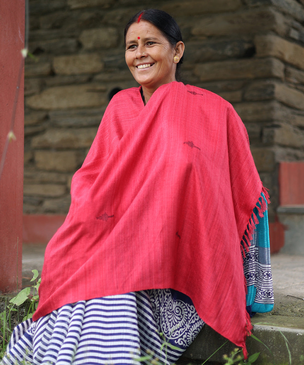Tomato red handwoven bamboo and silk scarf