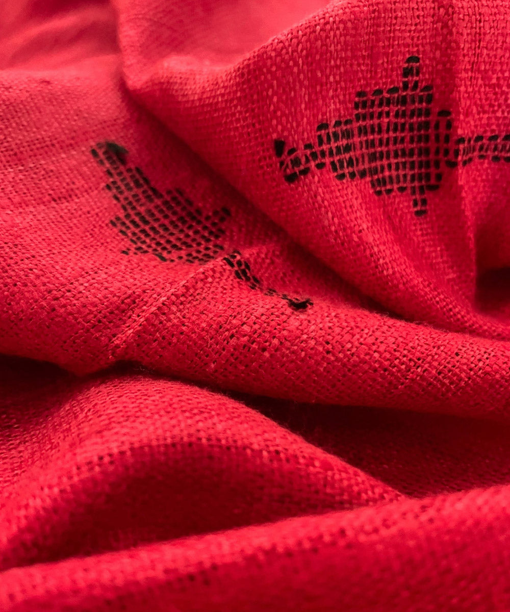 Tomato red handwoven bamboo and silk scarf