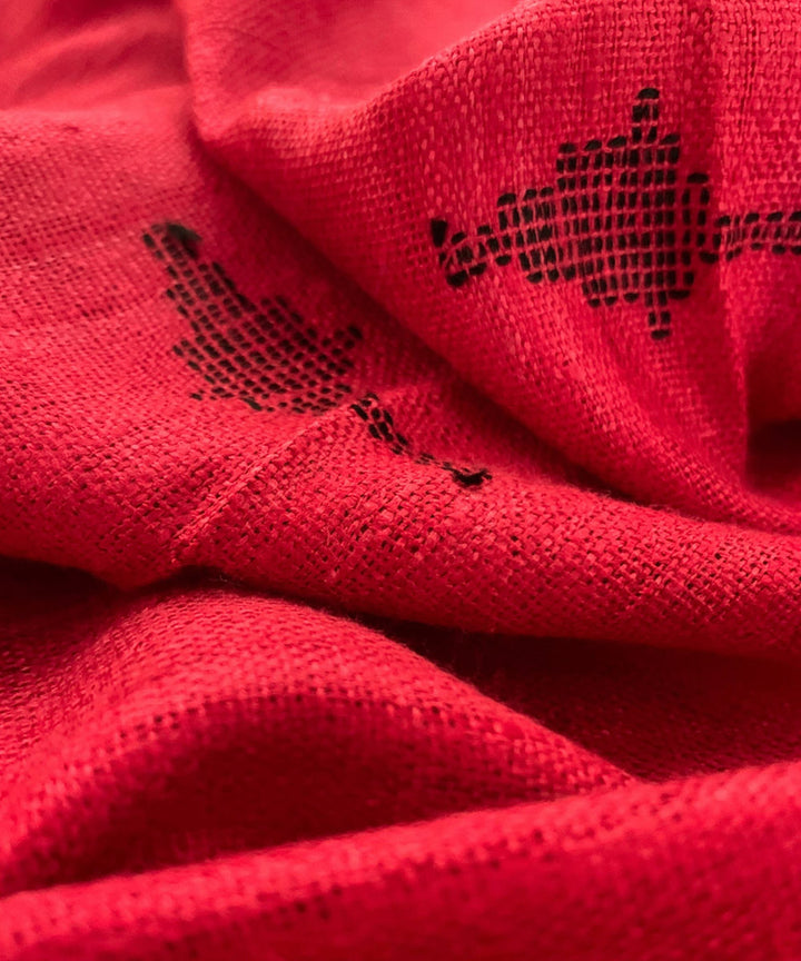Tomato red handwoven bamboo and silk scarf
