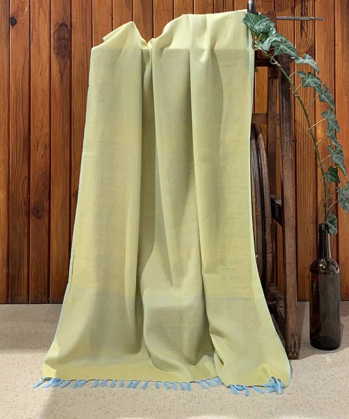Yellow and blue handwoven cotton scarf