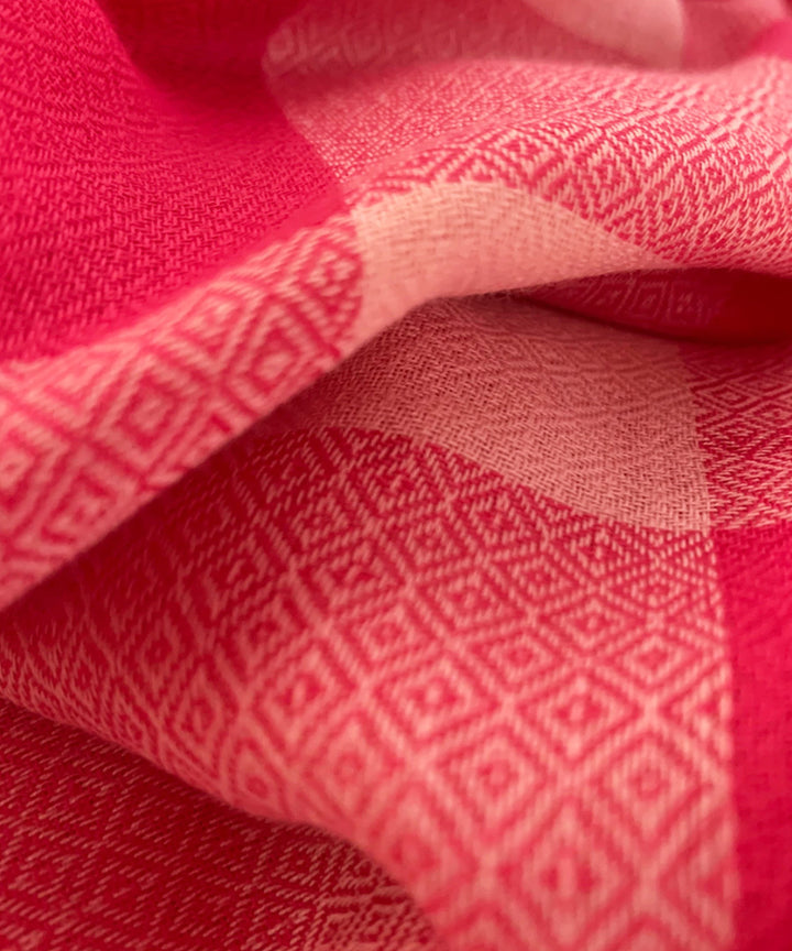 Pink and white handwoven cotton scarf