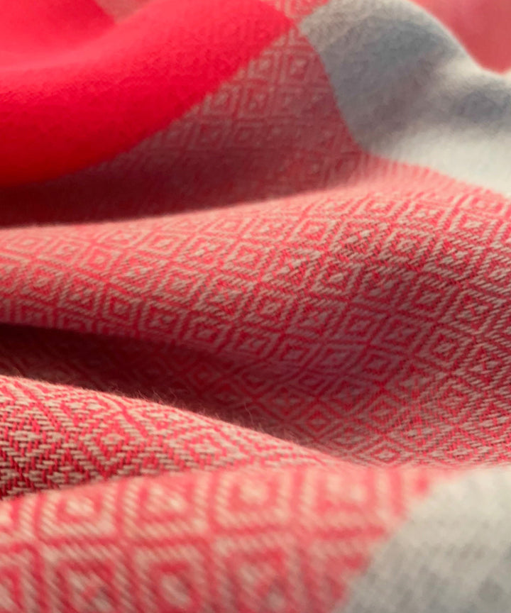 Mauve, blue and pink handwoven cotton scarf