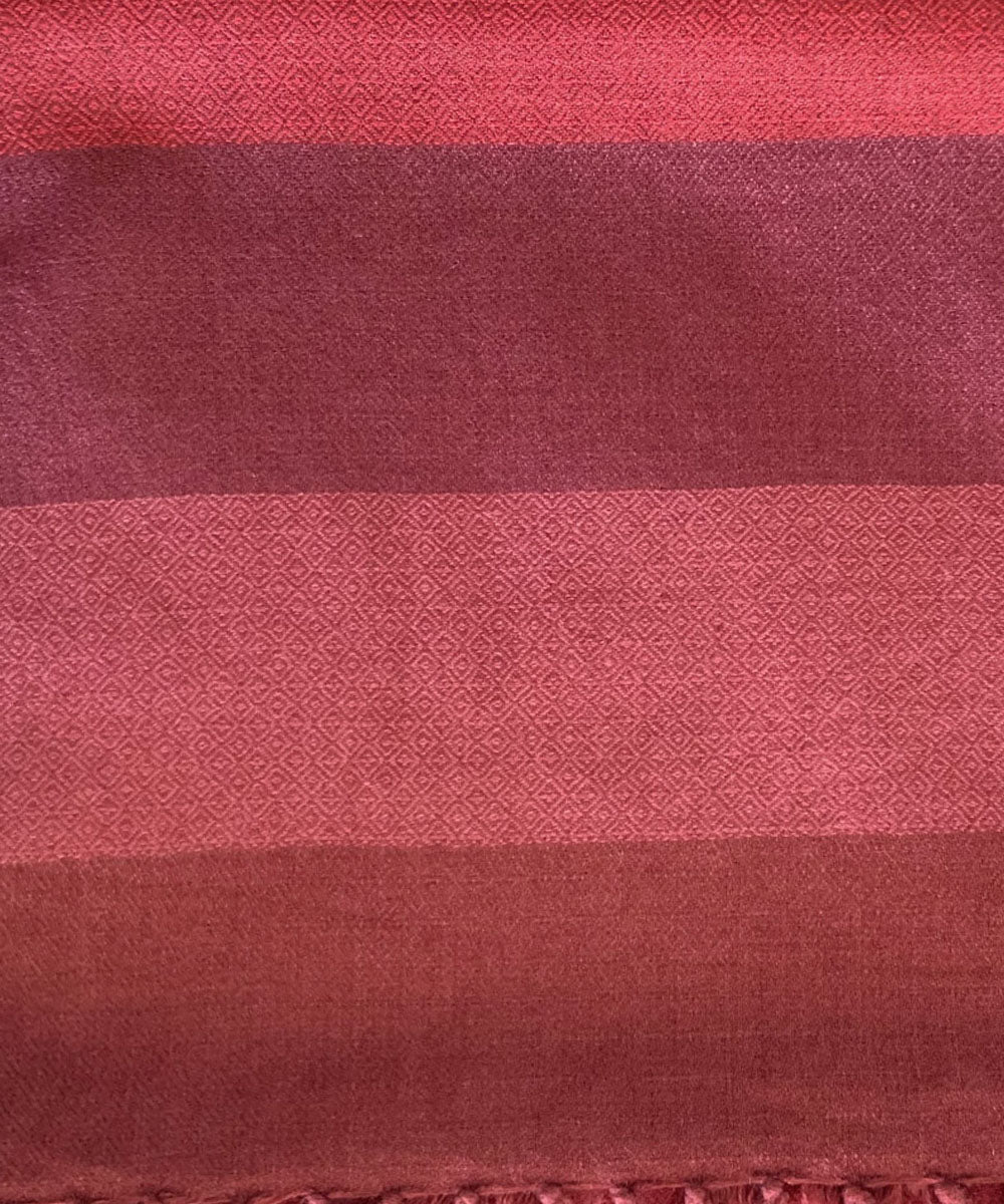 Maroon burnt sienna striped handwoven wool stole