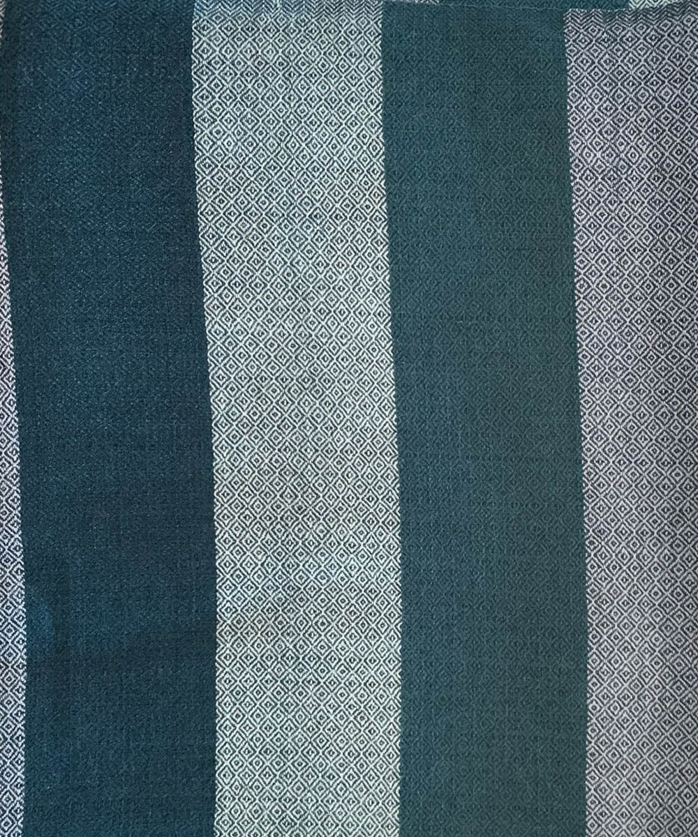 Teal blue green handwoven wool stole