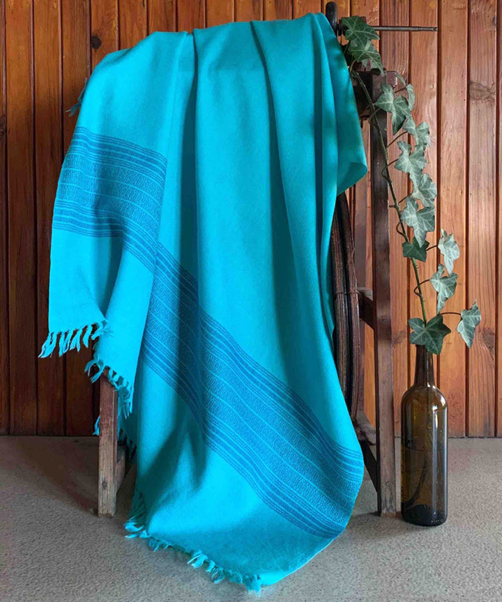 Sky blue handloom merino wool shawl