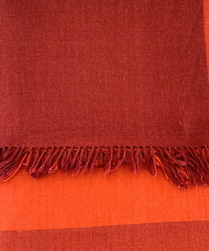Burgundy and scarlet red handwoven wool stole