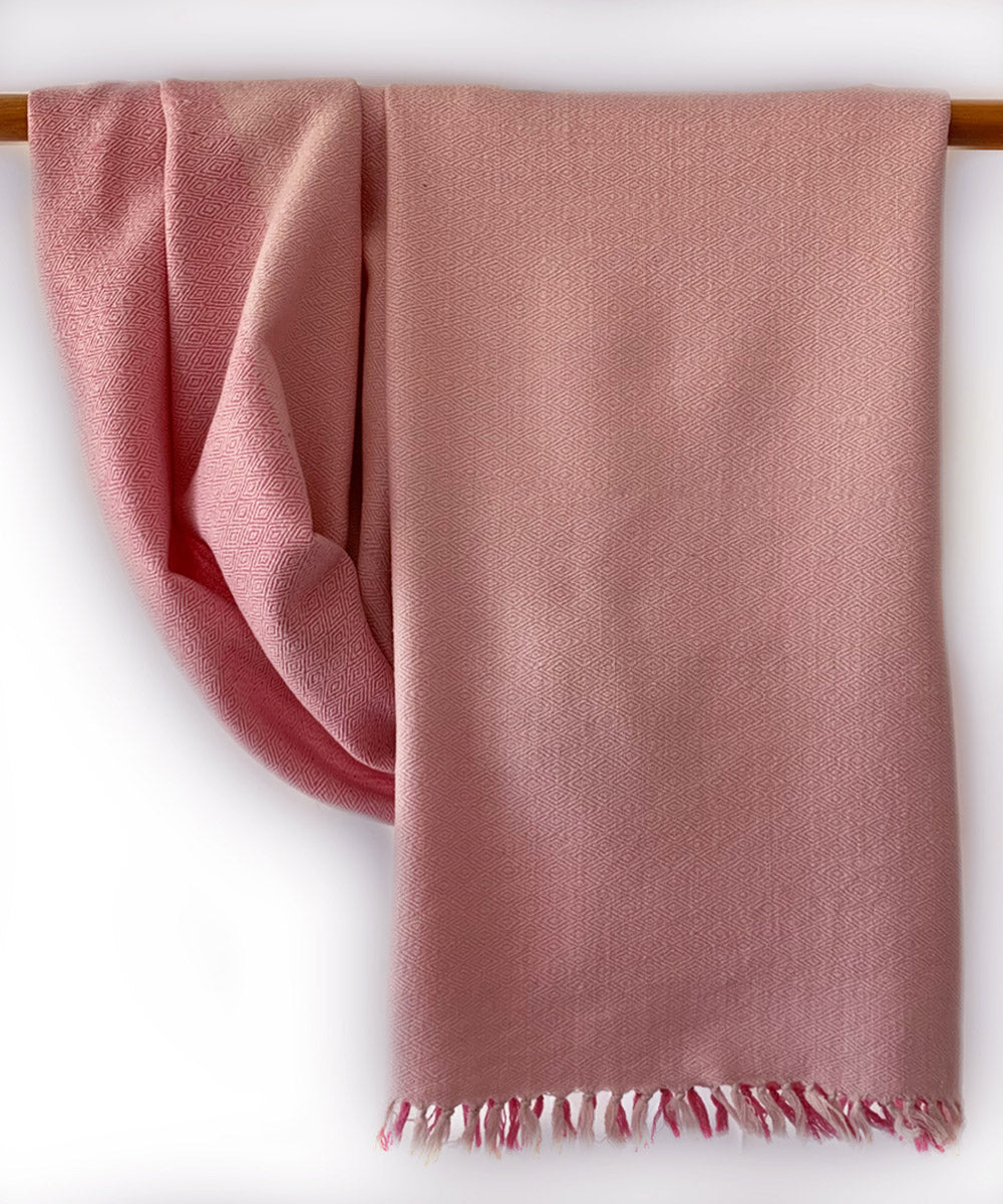 Peach handwoven wool stole