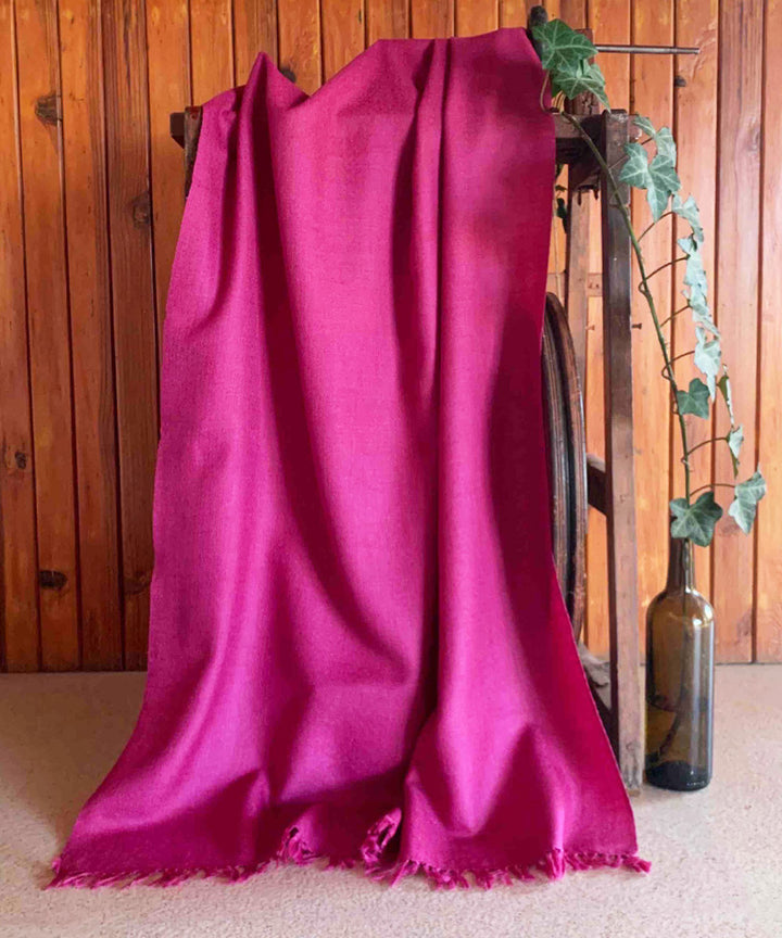 Pink magenta handloom merino wool stole