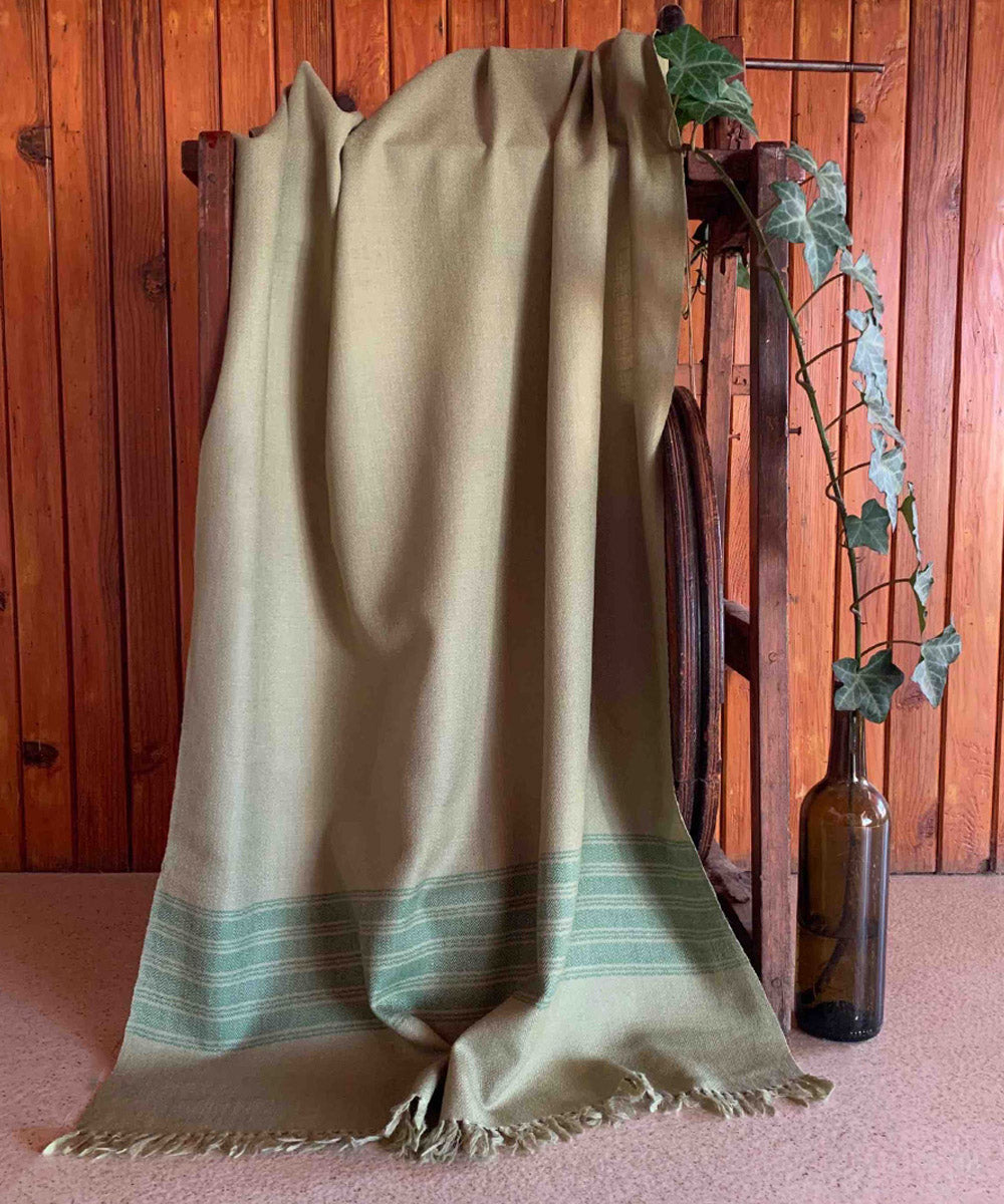 Sage green handloom merino wool stole