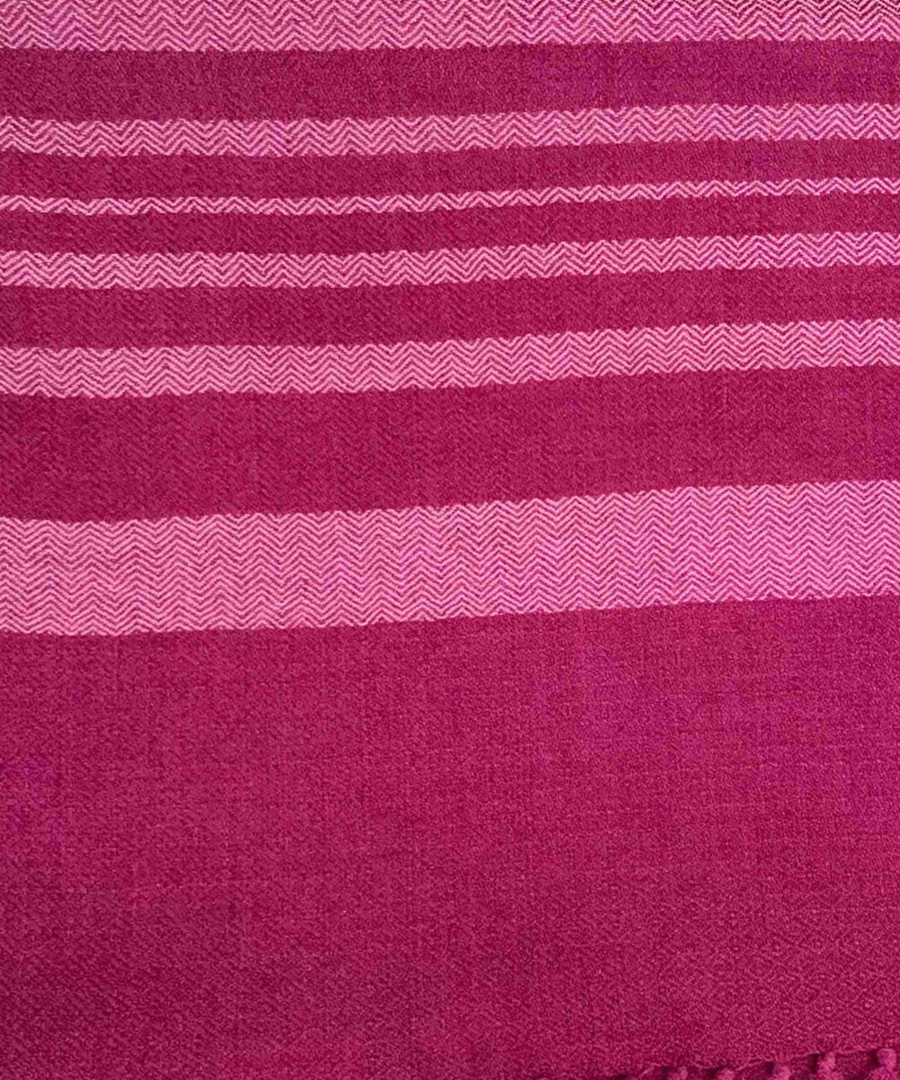 Pink and white handloom merino wool stole