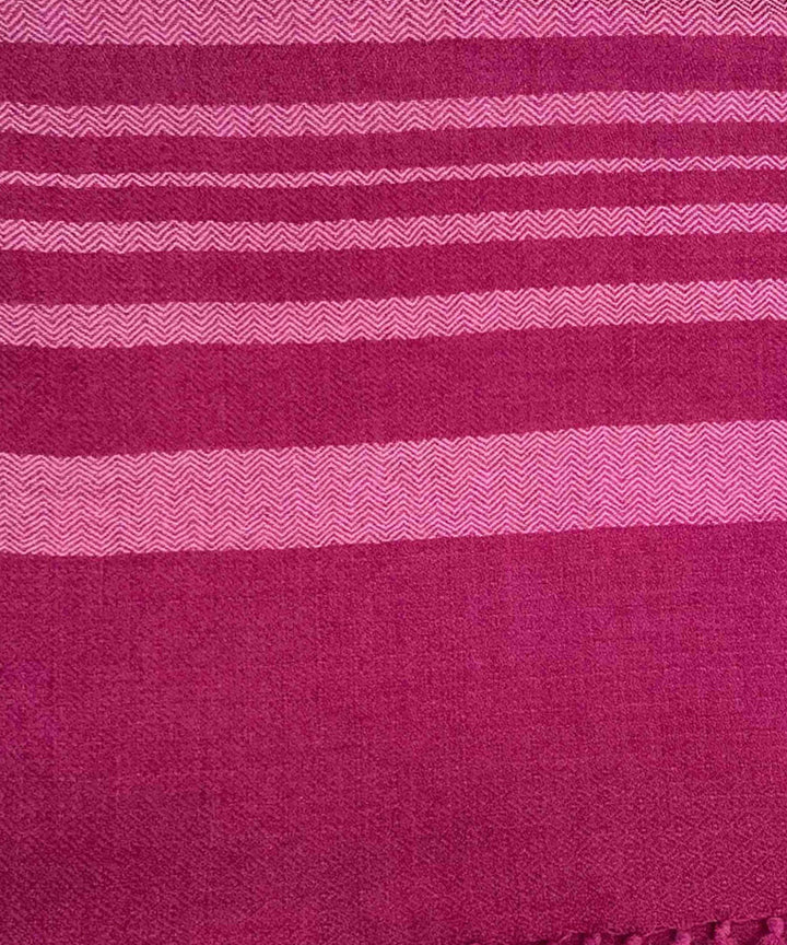 Pink and white handloom merino wool stole