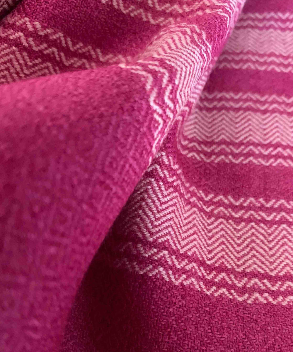 Pink and white handwoven merino wool stole